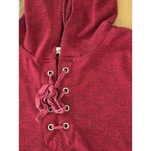 New York Laundry Hoodie Women’s Medium Burgundy Knit Pullover Lace‑Up Loungewear - Picture 2 of 6